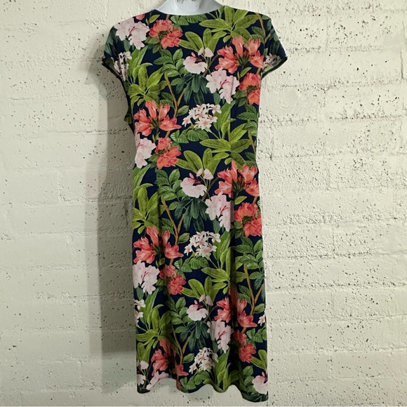 Tommy Bahama Clara Dress XL Blue Green Floral Tropical Faux Wrap Cruise Vacation - Picture 5 of 6